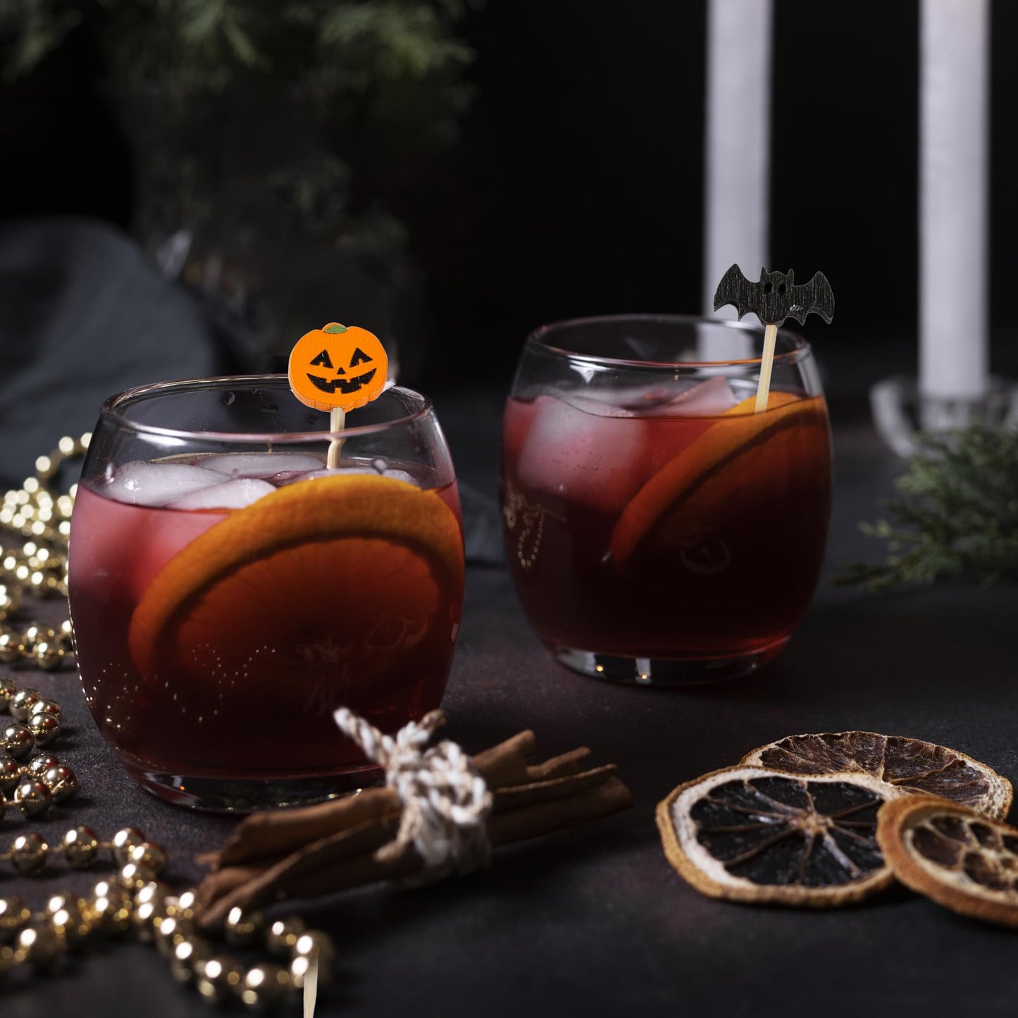 200 PCS Halloween Toothpicks - 4.7" Bamboo Cocktail Picks for Appetizers, Drinks, and Halloween Party Decorations