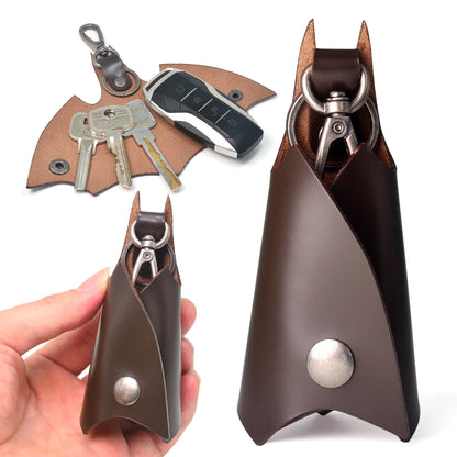 CAILLU KeyChain Leather Bat Shape for men gifts and women Car key fob case,Leather fashion pop keys ring cover holder (Dark brown Bat)