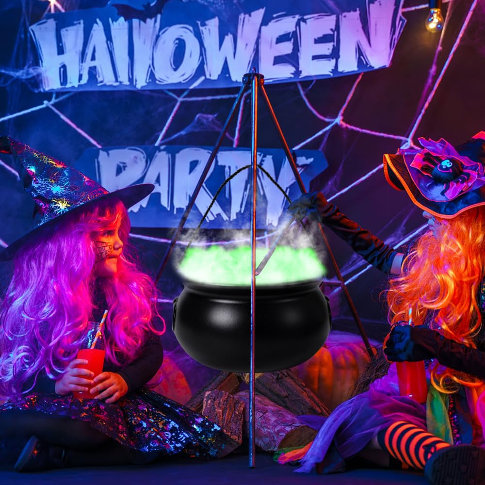 DIYDEC 12.6" and 7.4" Package Halloween Large Cauldron, 2pcs Black Plastic Witch Cauldron Kettle Halloween Pot Candy Holder for Halloween & St. Patrick’s Day Party Favors Decor