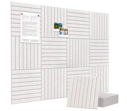 Large Cork Board Alternative 48” X 36” Felt Bulletin Board Tiles, with 30 Pushpins, 60 Adhesive Tabs,12-Pack Slat Wall Paneling, Cork Boards for Office Push Pin Board Felt Board - Oatmeal
