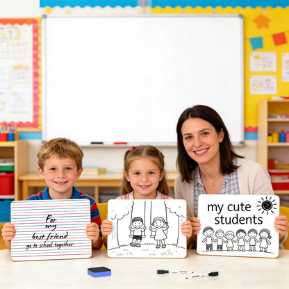 Dry Erase Boards 25 Pack, 9"x12" Double Sided Small Whiteboards with Lines for Kids, Students, Teacher & Classroom Pack, Mini Individual White Boards Lined for Writing Math English Practice