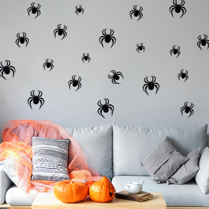Dazzle Bright 36 Pcs LED Halloween 3D Spider Decorations Wall Stickers, 4 Different Size Removable PVC Wall Sticker for Indoor Home Window Decor Party Supplies