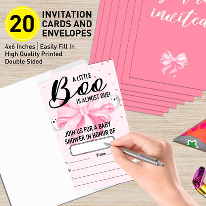 Halloween Baby Shower Girl Invitation Set of 20, 4"x6" Pink Invites Card