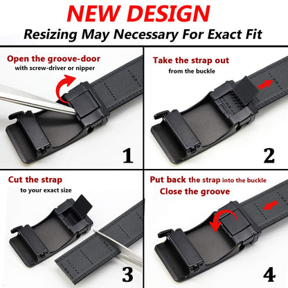 DOOPAI Belt Men, 2 Pack Ratchet Belt Dress Adjustable 1 3/8" Genuine Leather, Designer Belts for Men Metal Buckle, belts Size Length Can be Cut, with Gift Box