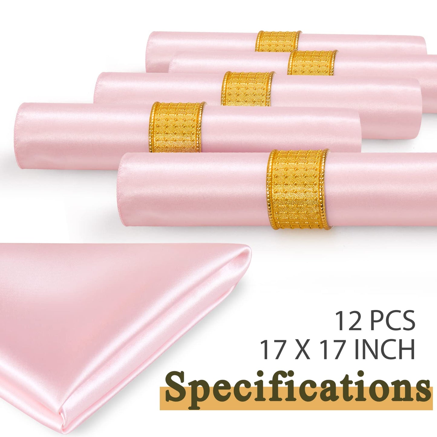 Cobedzy 60 Pack Satin Table Cloth Napkins, 17x17 Inch Blush Pink Silky Wedding Napkins Cloth Washable, Luxury Dining Table Cloth Napkins Set for Birthday Holiday Party Dinner Restaurant