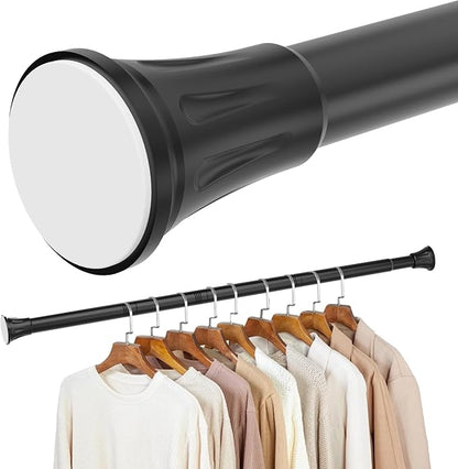 1.1 Inch Diameter Tension Closet Rods for Hanging Clothes 32-97 Inch, Adjustable Pole Closet to Hang Clothes, Heavy Duty Closet bar for Wardrobes with No Drilling Holder, Matte Black