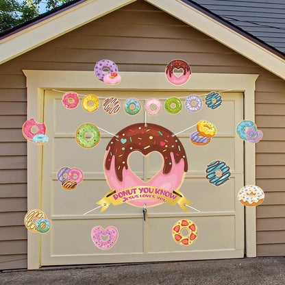 Halloween Donut Trunk or Treat Car Decorations Kit, Donut You Know Jesus Loves You Backdrop Donut Banner Stickers for Car Garage Door Decoration Halloween Party Decorations