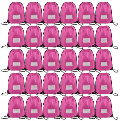 30 Pack Drawstring Bags,Bulk Draw String Backpack, Gym Sports Cinch Bag Sackpack for Women Men, Pink