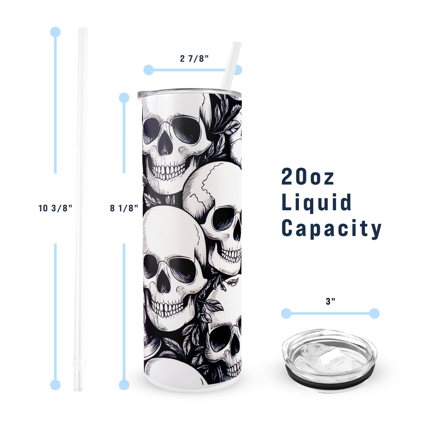 Hogg Glow in the Dark Halloween Travel Mug, Skull Tumbler, 20 oz Insulated Stainless Steel Halloween Coffee Tumbler, Spooky Cups for Adults, Festive Glow in the Dark Skull Coffee Cup