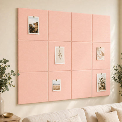 Baysola Felt Bulletin Board Panels 48 x 36 Inch Self Adhesive Wall Tiles Cork Board Alternative for Office Classroom Photos Notes 12 Pack