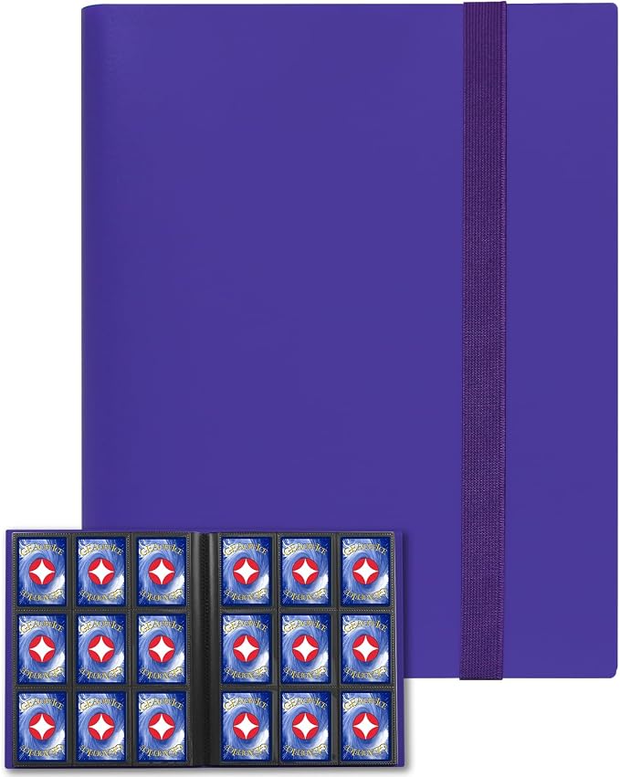 GEAoffice Card Binder 9 Pocket, 360 Pockets Trading Card Album Folder, Side Loading Collection Folder for MTG, TCG, Sports (Purple)