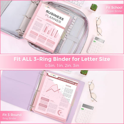 SKYDUE Binder Dividers with Two Pockets, 3Sets, 5 Tabs Dividers for 3 Ring Binder, Plastic Binder Dividers with Tabs for School, Office, and Home Organization,Pink