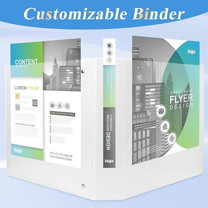 CIXILDTS 2 Inch D Ring Binders, 3 Ring Binder Fit US Letter Size Paper, 2" Slant D Ring View Binder with 2 Pocekts, 6-Pack, White