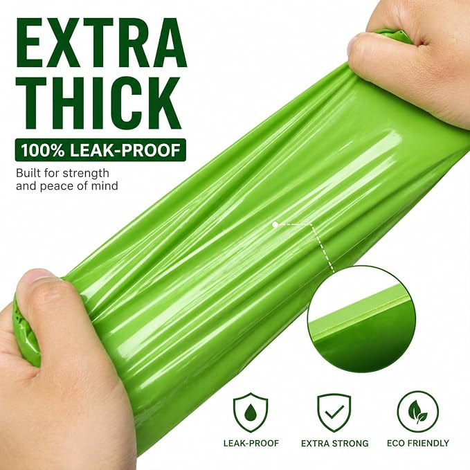 Light Green Dog Waste Bags, 100 Count, Compostable & Extra Thick, Biodegradable Poop Bags for Dogs, Refill Box for Dispenser