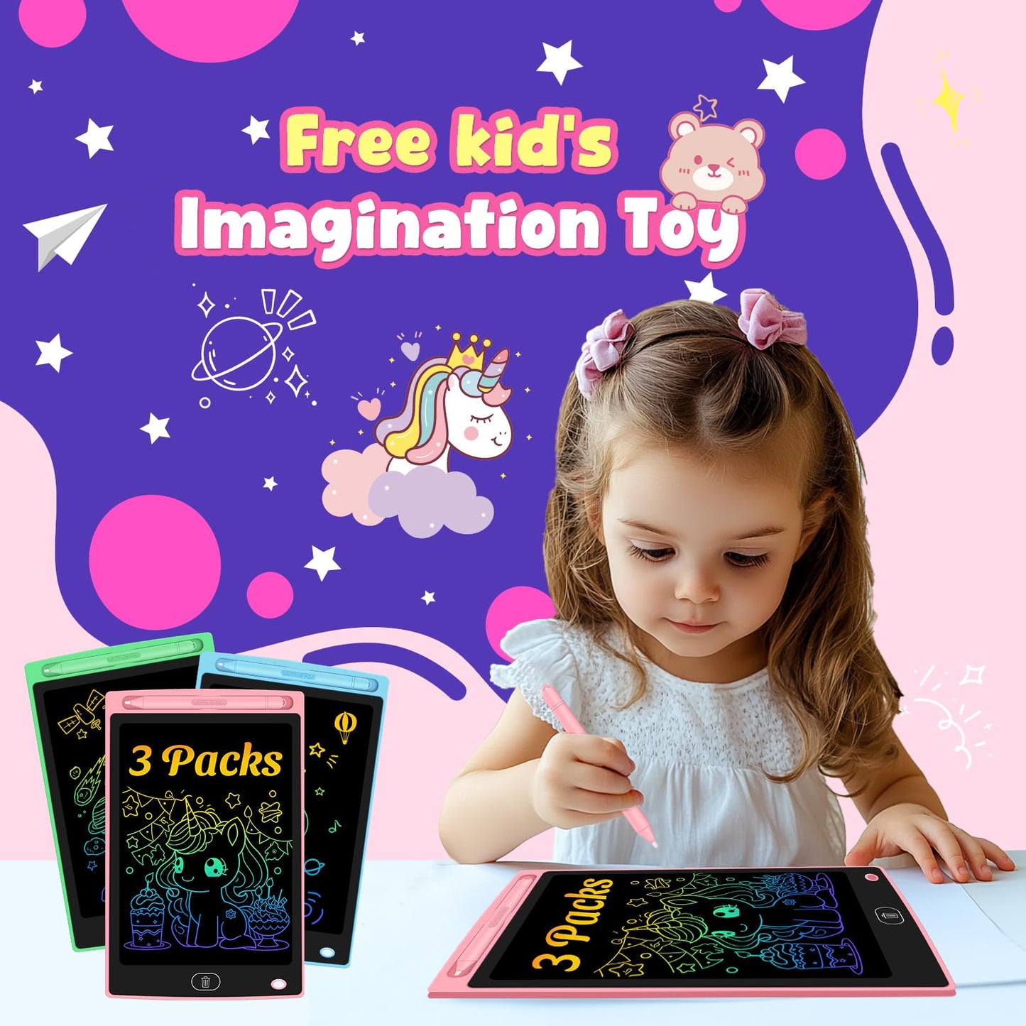 12 Pack LCD Writing Tablet for Kids - Erasable and Reusable Toddler Doodle Board in 8.5 inch, Ideal Drawing Pad for Learning Toy for Ages 3-8, Gift for Girls Boys