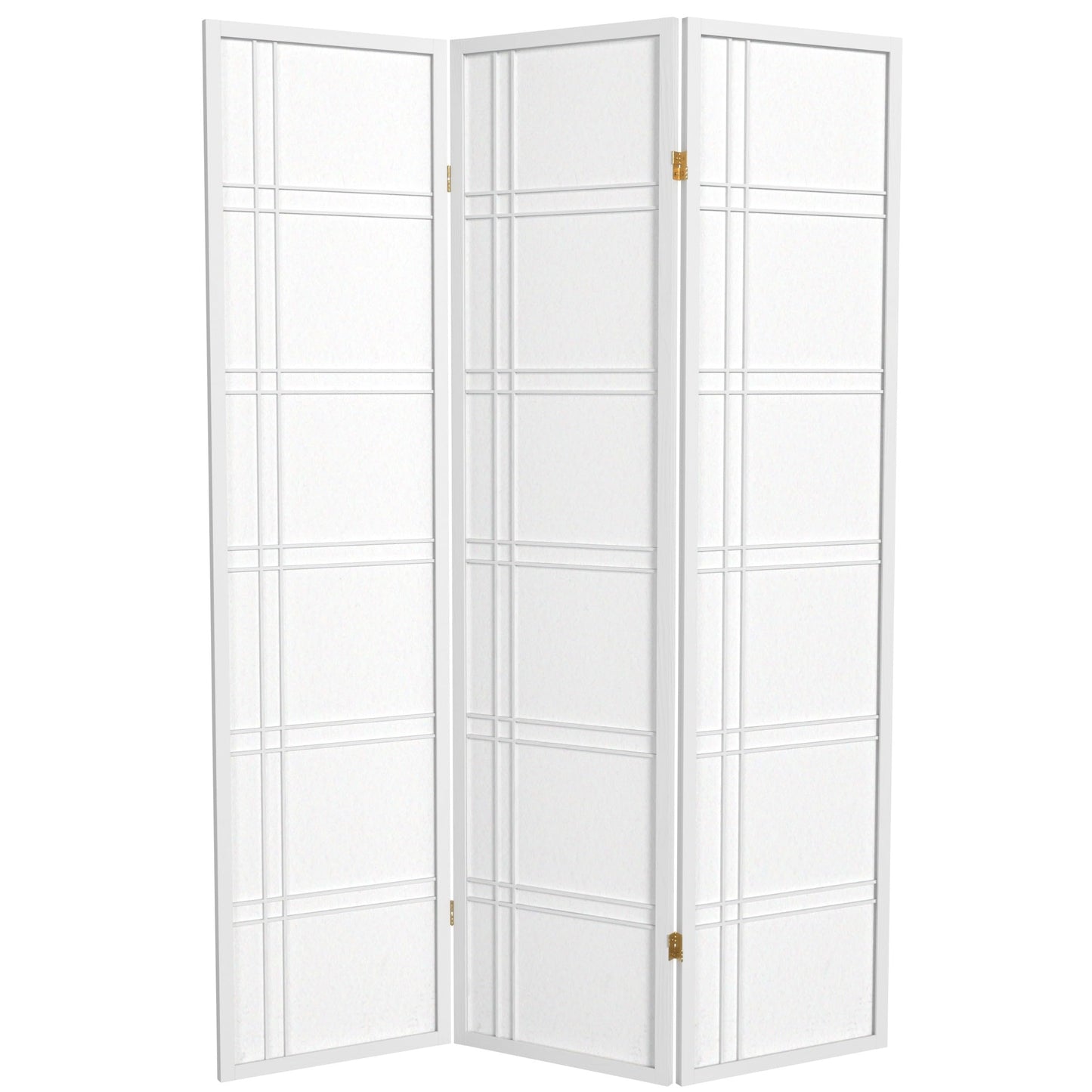 Red Lantern 6 ft. Tall Double Cross Shoji Screen - White - 3 Panels