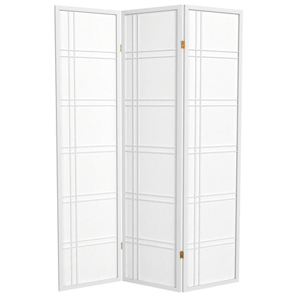 Red Lantern 6 ft. Tall Double Cross Shoji Screen - White - 3 Panels
