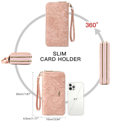 RNIEGA Wallet for Women Clutch Double Zip Around Credit Card Holder Leather Women's Wallet Large Capacity