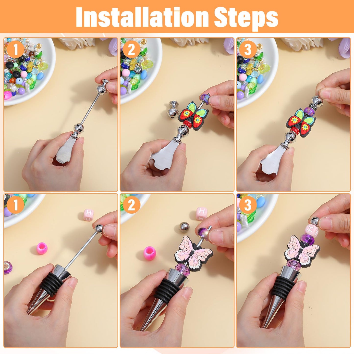 20 Pcs Beadable Wine Stoppers and Beadable Bottle Opener Set - 10 Reusable Decorative Wine Bottle Stoppers & 10 Alloy Openers for DIY Crafts, Wedding, Bar Party Favors, Holiday Gifts