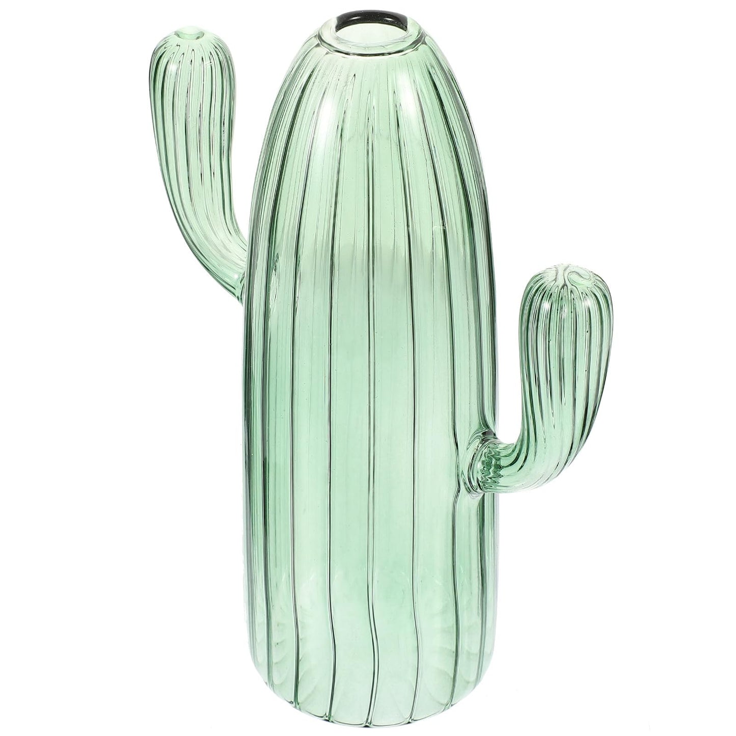Totority Cactus Shaped Glass Hydroponic Vase Green Desktop Plant Terrarium Succulent Planter Home Table Centerpiece Decor