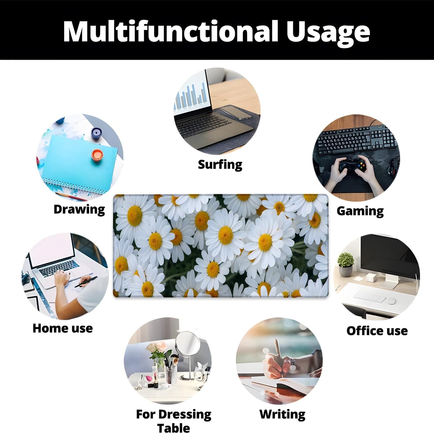 Turamurra Cartoon Chickens Gaming Mouse Pad Gifts 31.5" x 11.8", Non-Slip Rubber Base MousePads for Computers Laptop School Office Home Accessories Decor, Mouse Pad, Keyboard Desk Mat