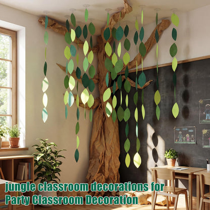 Suncalla Classroom Tree Bulletin Board Set DIY 3D Classroom Ceiling Wall Decor with Kraft Paper & Mounted Traceless Hooks for Jungle Safari Hawaiian Luau Party Supplies(Palm Leaves)