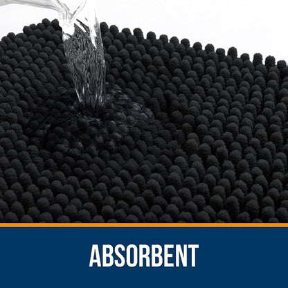 OLANLY Bathroom Runner Rugs 59x24, Extra Soft Absorbent Chenille Bath Rugs, Rubber Backing Quick Dry, Machine Washable Long Bath Mats for Bathroom Floor, Tub and Shower, Home Decor Accessories, Black