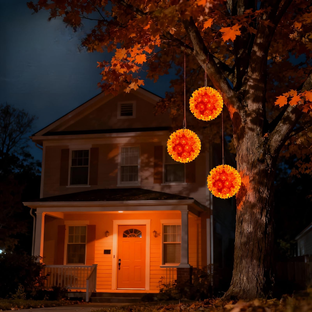 JinBest 6“ Orange Starlight Sphere Lights, Commercial Grade LED Sphere Light, for Indoor Outdoor Halloween Party.