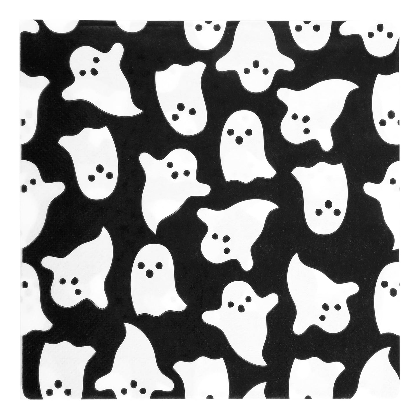 100Pcs Halloween Ghost Paper Napkins Black White Spooky Boo Disposable Luncheon Napkin Ghosts Party Hand Towel for Birthday Baby Shower Party Supplies Table Decoration