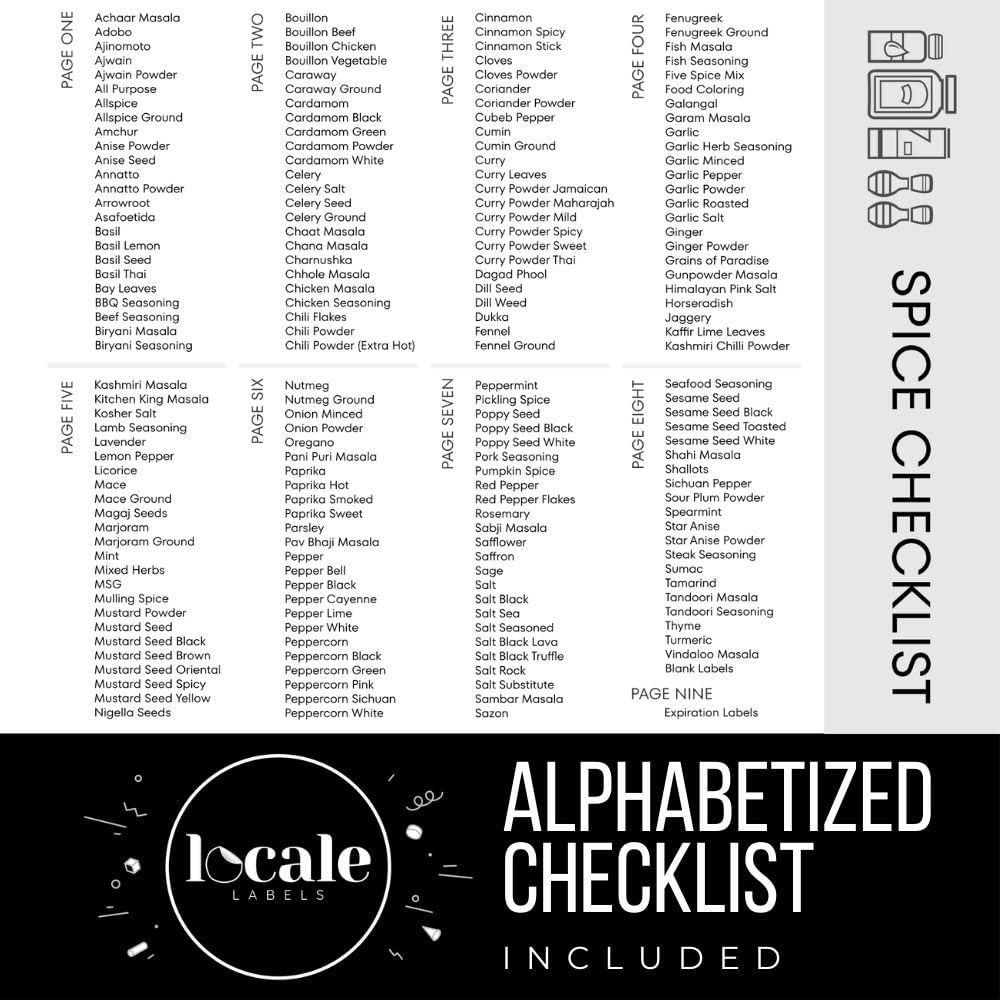 312 South Asian & Indian Spice Labels for Spice Jars including Best by Labels for Storage Organization & Kitchen Pantry- South Asia Spice Collection (White, Square)