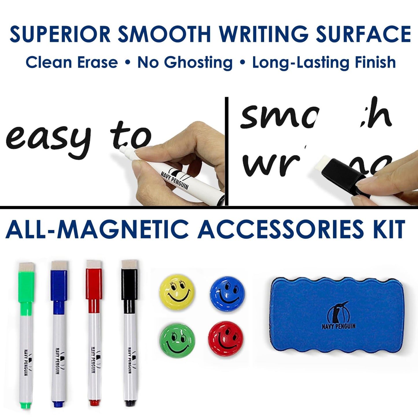 Whiteboard Set - 15 x 12 in Dry Erase Board with 1 Magnetic Dry Eraser, 4 Dry Wipe Markers and 4 Magnets - Small White Board Wall Hanging Marker Board for Home and Office (15x12)