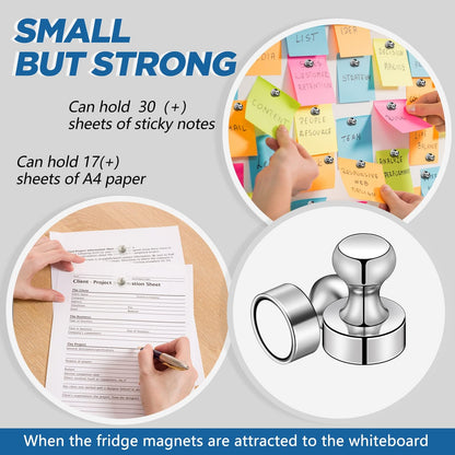 LOVIMAG Fridge Magnets 20Pcs Refrigerator Whiteboard Small Strong Magnet Classroom Kitchen Accessories Decorative Locker Set Decor Must Haves Office Calendar Refrigerador Magnetic Cute Crafts Silver