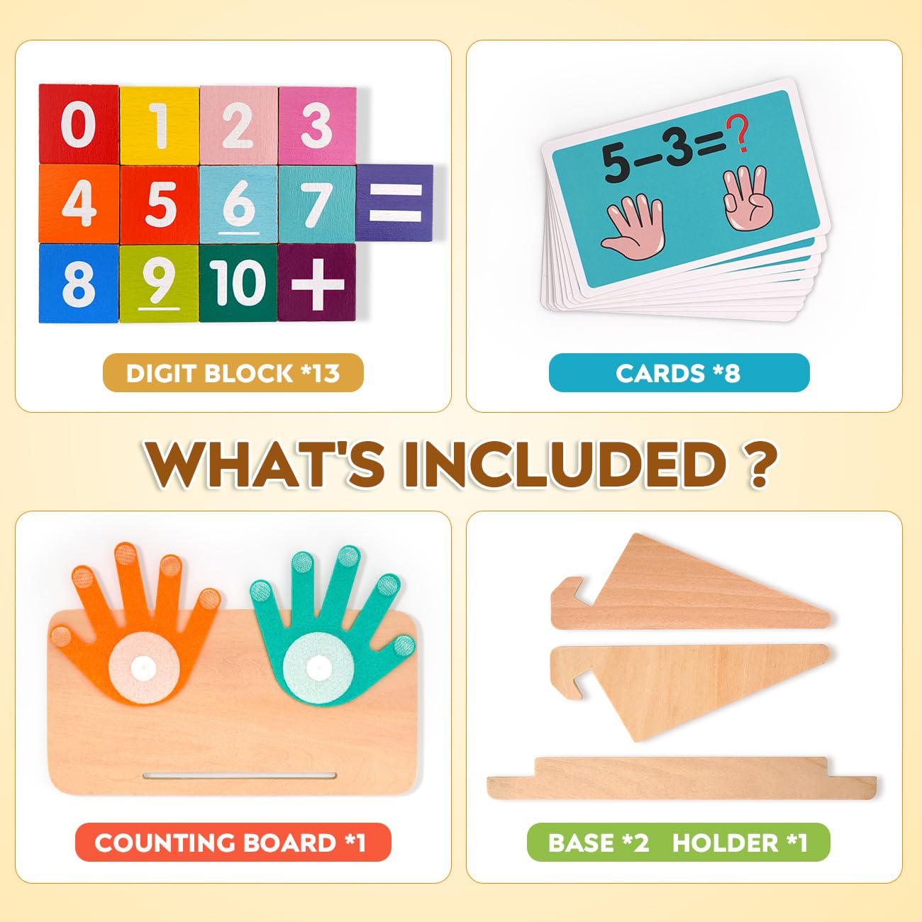MOTREE Preschool Learning Toys for Toddlers 2-4, Educational Math Manipulatives Number Counting Blocks for Kids, Montessori Toys for 3-5 Year Old Boys Girls Birthday Gifts