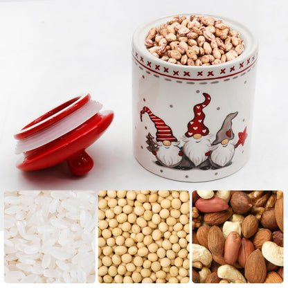 Hoypeyfiy Christmas Cookie Jars Ceramic Christmas Candy Jar with Lid, Food Canister Candy Storage For Holiday Christmas Decoration Kitchen Countertop Christmas Party Favor