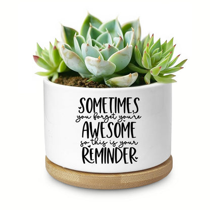 Aryabtya Cute Succulent Planter, Flower Cactus Plant Pot Gifts, Thank You Inspirational Gifts for Women Men Coworkers Teachers Plant Lovers, Office Home Windowsill Indoor Decor (No Plants)