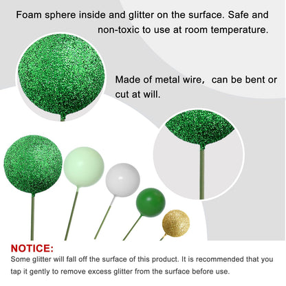 100 Pcs Green and Pink Ball Cake Topper Decorations for Witch Theme Party Birthday Party Cake Decorations