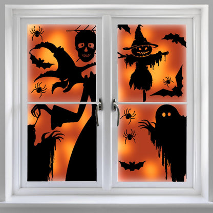 Vkinman Halloween Window Decor Large Halloween Window Silhouette Scary Witch Halloween Window Clings Halloween Stickers for Home Office School, 4 Pcs