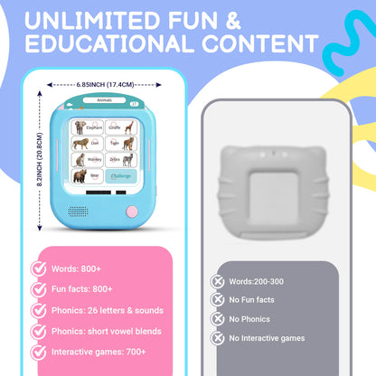 QuTZ Talking Flash Cards, Phonics Flash Cards, Learn to Read with 166 Pages, 29+ Themes, 800+ Words & Fun Facts, 700+ Interactive Games, Toddler Learning Toys for 3-6 Year Old