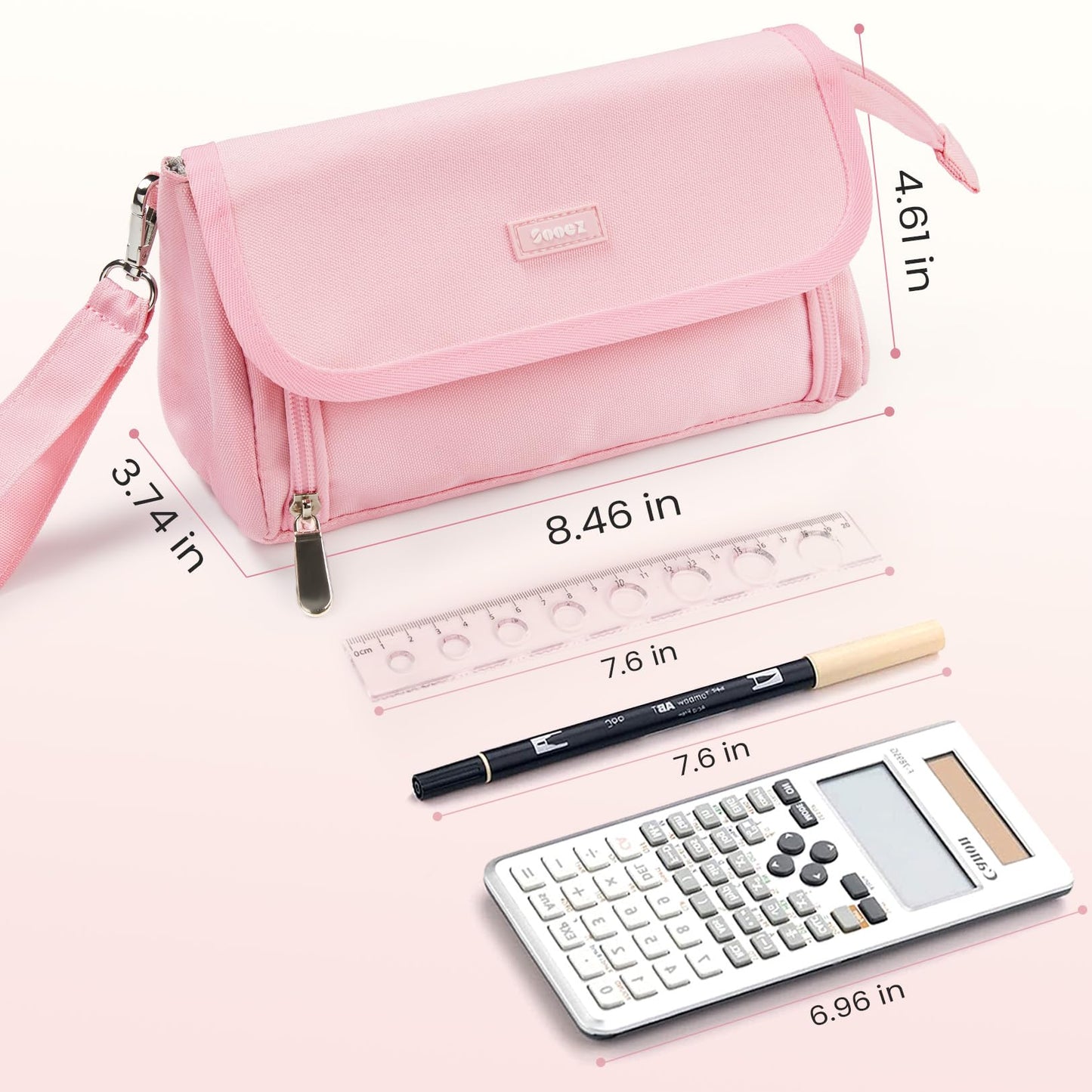 Sooez Super Large Pencil Case, Big Capacity Pencil Bag with 3 Compartments, can hold 100 pencils,Cute Pencil Pouch with Zipper,Portable Stationery Pen Bag, School Supplies For Teen Girls,Mint Green