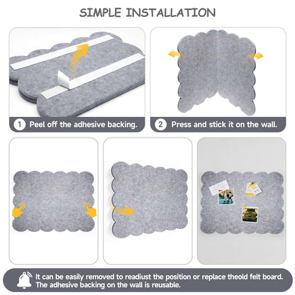 Felt Bulletin Board 24" x 18" Cork Board Alternative,Decorative Felt Pin Board Foldable Cork Boards for Walls Self-Adhesive Cork Board for Home Office Classroom Pin Board (Light Gray)