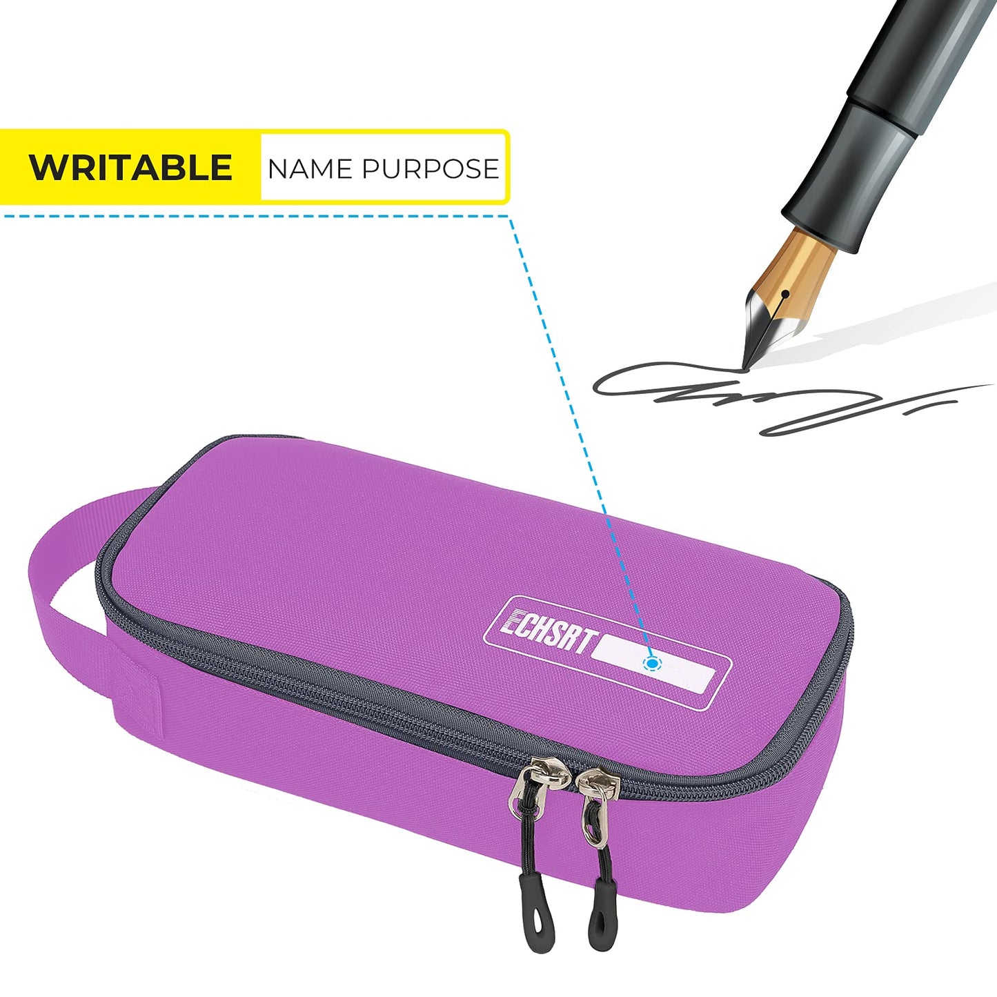 ECHSRT Large Pencil Case, Aesthetic Pen Pouch with Big Capacity, Minimalist Portable Stationery Bag with Handle for Office Organizer Purple Pencil Cases
