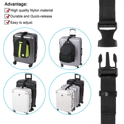 Vigorport Luggage Connector, Straps for Suitcase, Add A Bag Adjustable Attachment Accessories 1.25" Endless for Connect Your 3 Luggage Together-2 Pack