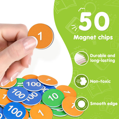 EAMAY Regrouping Base Ten Place Value Manipulatives, Addition and Subtraction Math Manipulatives for 1st 2nd 3rd Grade Classroom Must Haves! Kit with Magnetic Dry Erase Board and Magnetic Chips.