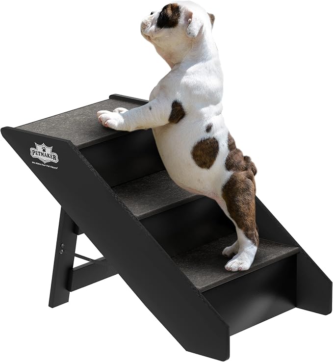 Pet Stairs - Home and Vehicle Foldable Nonslip Dog Steps with 3-Step Design - for Puppies, Kittens, and Other Small Pets by PETMAKER (Gray)