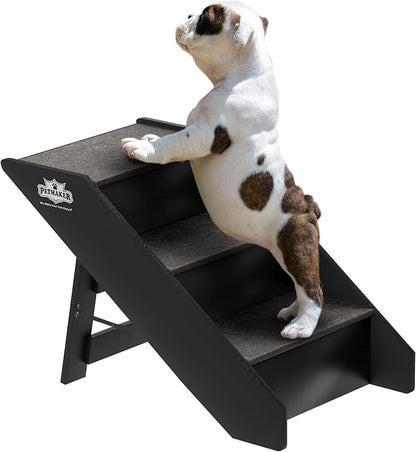 Pet Stairs - Home and Vehicle Foldable Nonslip Dog Steps with 3-Step Design - for Puppies, Kittens, and Other Small Pets by PETMAKER (Gray)