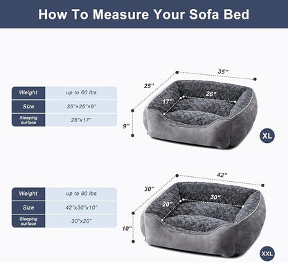 JOEJOY Rectangle Dog Bed for Large Medium Small Dogs - Washable Orthopedic Sofa Bed, Soft Breathable Puppy & Pet Cuddler, Durable Calming Dog Bed with Anti-Slip Bottom, Multiple Sizes, Dark Grey