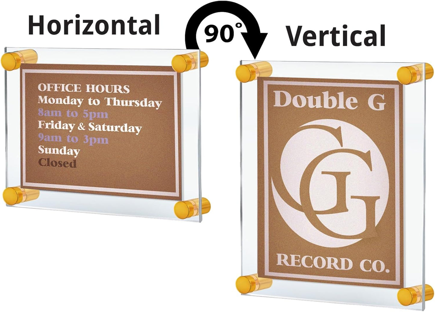 Azar Displays 105506-GLD Acrylic Floating Double Panel Wall Frame,8.5" x 14" Graphic Size, Overall Frame Size: 12" x 18", Gold