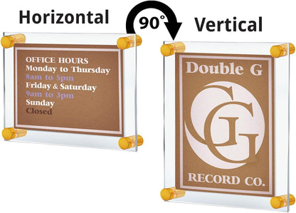 Azar Displays 105506-GLD Acrylic Floating Double Panel Wall Frame,8.5" x 14" Graphic Size, Overall Frame Size: 12" x 18", Gold