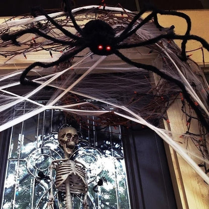 Poevic 6.56 Ft. Scary Giant Spider Decorations Halloween Outdoor 16.4Ft.Stretch Cobweb Decoration Fake Large Props for Yard Lawn Home Costumes Party Haunted House Décor (Giant Spider and Web)