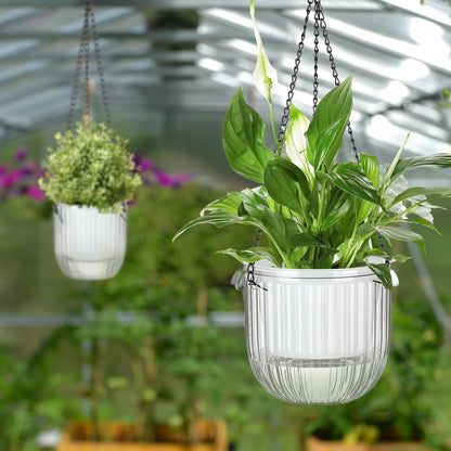 Maxcheck 4 Pcs Self Watering Hanging Planters Indoor Gift 6.5'' 4.5'' Hanging Flower Pots Baskets Outdoor Self Watering Plant with 3hooks Drainage Holes for Home